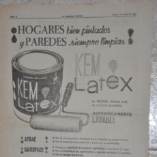 Carteles Publicitarios: HOJA PUBLICIDAD LA VANGUARDIA 1963, PINTURA KEM LATEX