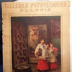 Carteles Publicitarios: CARTEL (CALENDARIO) DE TALLERES FOTOTÉCNICOS E. LLOPIS. VALENCIA, 1936. ´MONAGUILLOS´ DE BENLLIURE. Lote 234464135