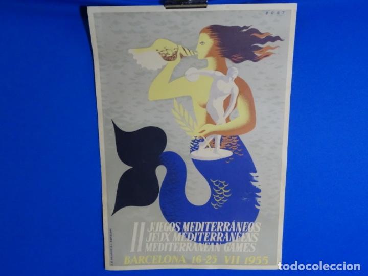 Affiches Publicitaires: P&Oacute;STER - CARTEL DE LOS II JUEGOS MEDITERR&Aacute;NEOS BARCELONA 1955. BORT. 47x33 CM.