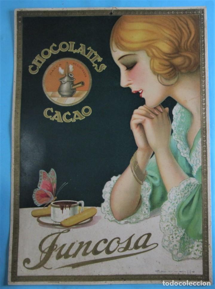 chocolates cacao juncosa cartel base de calenda - Acquista Manifesti  pubblicitari antichi su todocoleccion