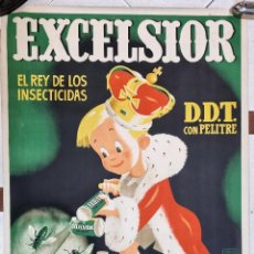 Carteles Publicitarios: CARTEL POSTER PUBLICIDAD INSECTICIDAS EXCELSIOR DDT PRINCIPITO LITOGRAFIA AÑOS 1940 ORIGINAL