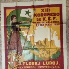 Carteles Publicitarios: CARTEL PUBLICIDAD Y TURISMO PALMA DE MALLORCA 1925 CONGRESO ESPERANTO CROMO LITOGRAFIA ORIGINAL