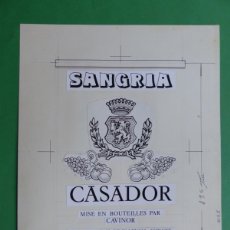 Carteles Publicitarios: CASADOR SANGRIA - ORIGINAL PINTADO A MANO, PRUEBA IMPRENTA, AÑOS 1970-1980