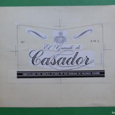 Carteles Publicitarios: EL GRANDE CASADOR VINO - ORIGINAL PINTADO A MANO, PRUEBA IMPRENTA, AÑOS 1970-1980