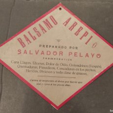 Carteles Publicitarios: BALSAMO AREPI - SALVADOR PELAYO - FARMACIA - CARTEL ANTIGUO PUBLICIDAD -VER FOTOS-(V-25.030)