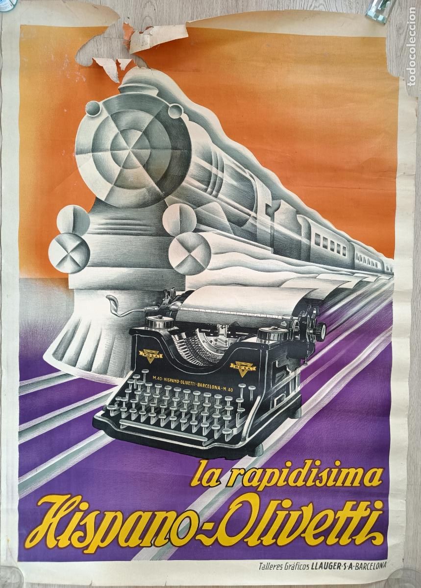 Carteles publicitarios: CARTEL PUBLICIDAD LA RAPIDISIMA HISPANO - OLIVETTI CPU15 - Foto 1