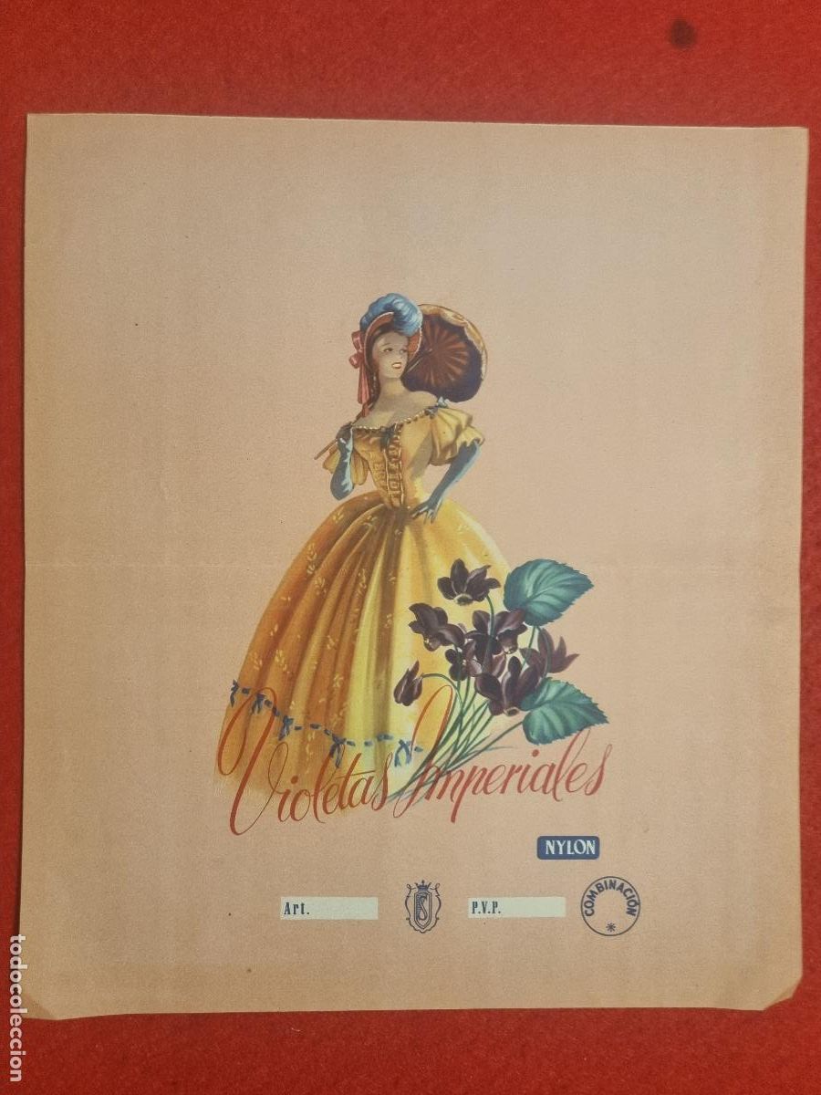 Werbeplakate: CARTEL PUBLICIDAD DE LANAS VIOLETAS IMPERIALES NYLON COMBINACION MIDE 29 X 33 CM. ORIGINAL