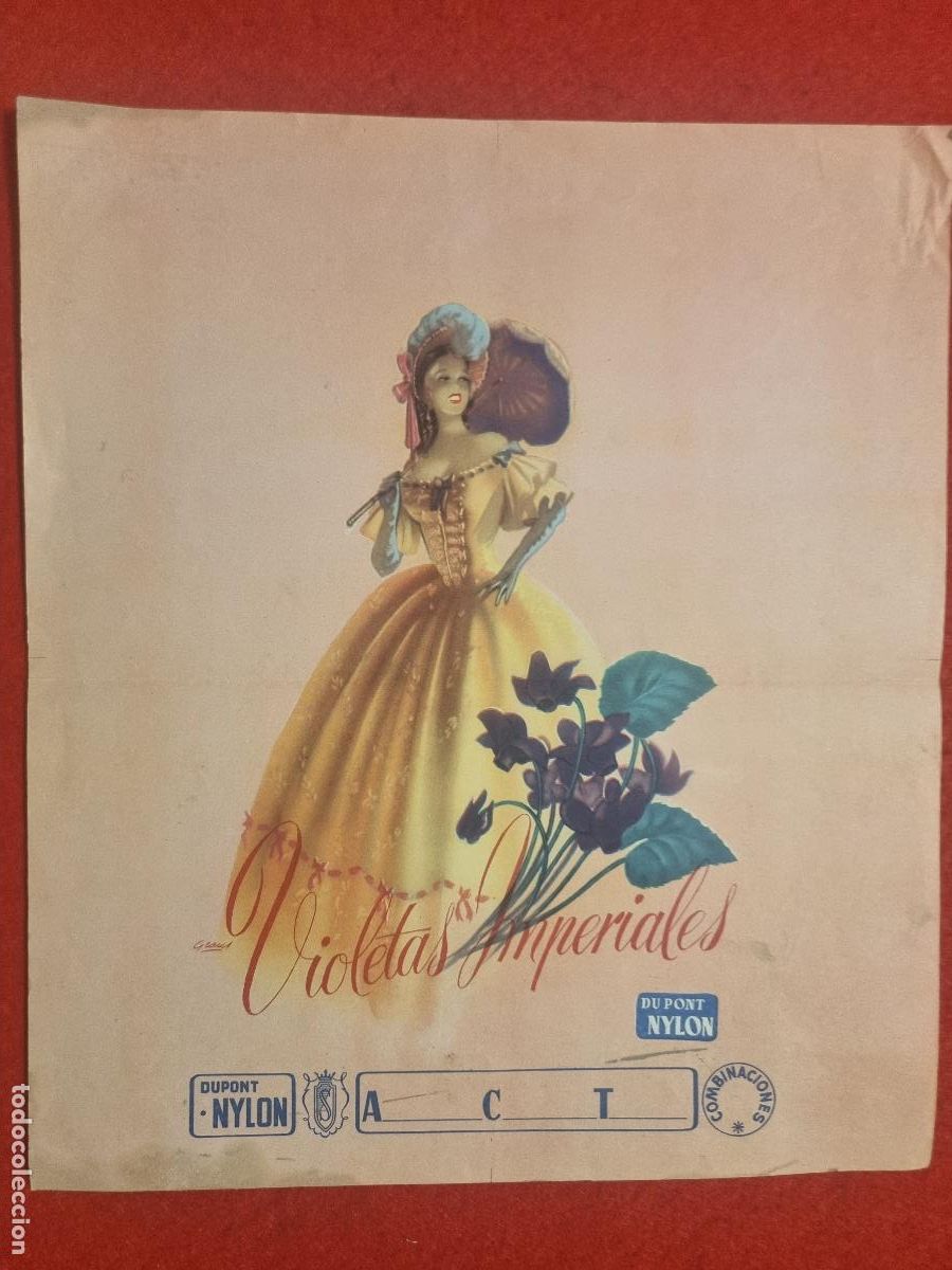 Werbeplakate: CARTEL PUBLICIDAD DE LANAS VIOLETAS IMPERIALES DU PONT NYLON COMBINACIONES MIDE 26 X 30 CM. ORIGINAL