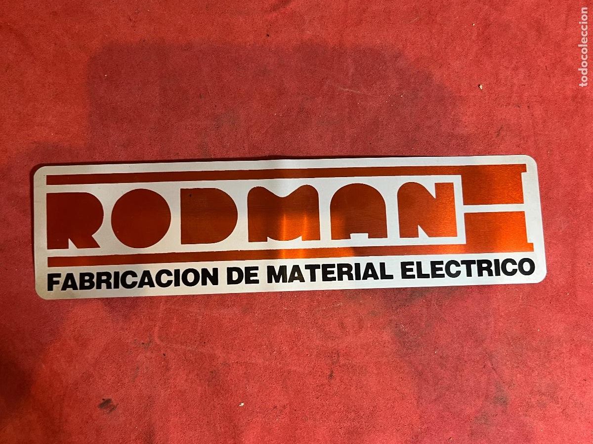 Carteles publicitarios: Placa met&aacute;lica RODMAN a&ntilde;os 70 &ndash; Fabricaci&oacute;n de material el&eacute;ctrico &ndash; vintage industrial