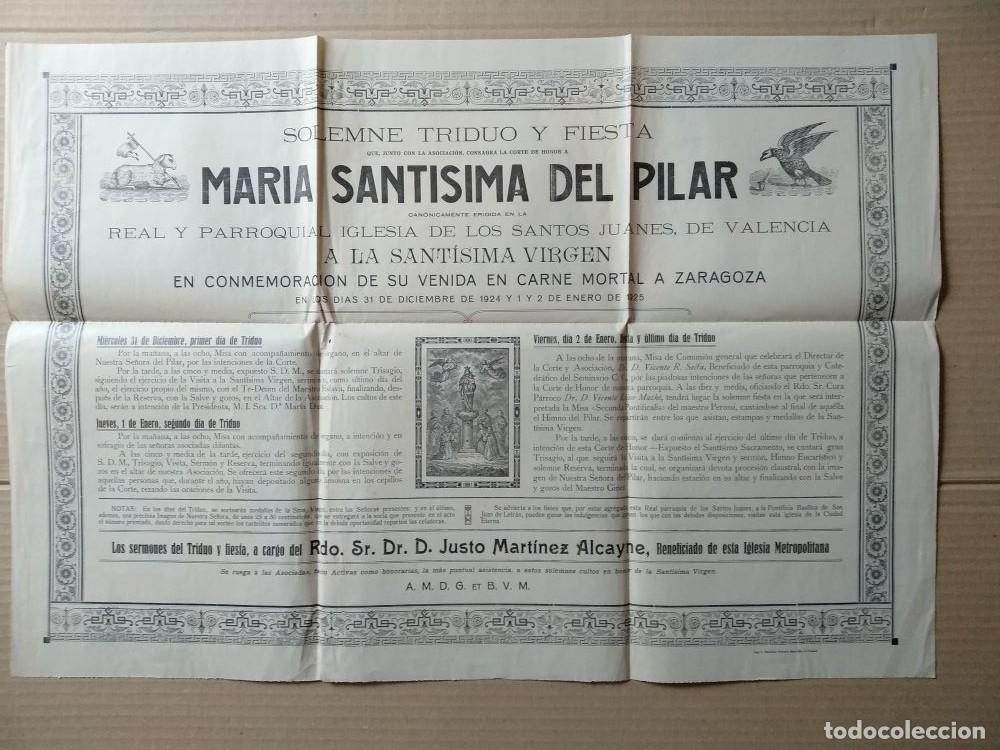Carteles Publicitarios: cartel 1925 FIESTA MARIA DEL PILAR SANTOS JUANES DE VALENCIA