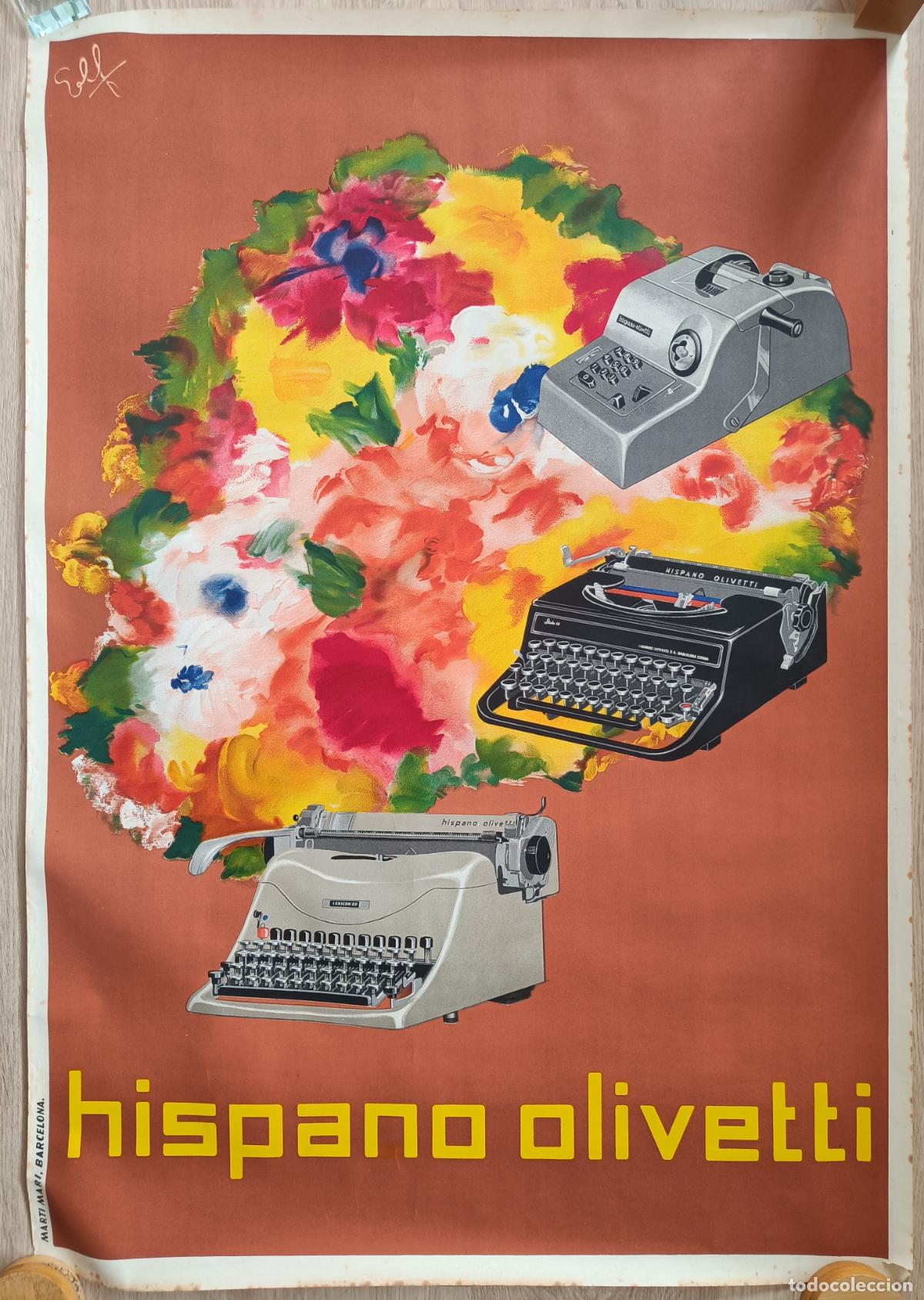 Carteles Publicitarios: CARTEL PUBLICIDAD MAQUINA ESCRIBIR HISPANO OLIVETTI LITOGRAFICO A&Ntilde;OS 60 LEXICON 80 CPU10