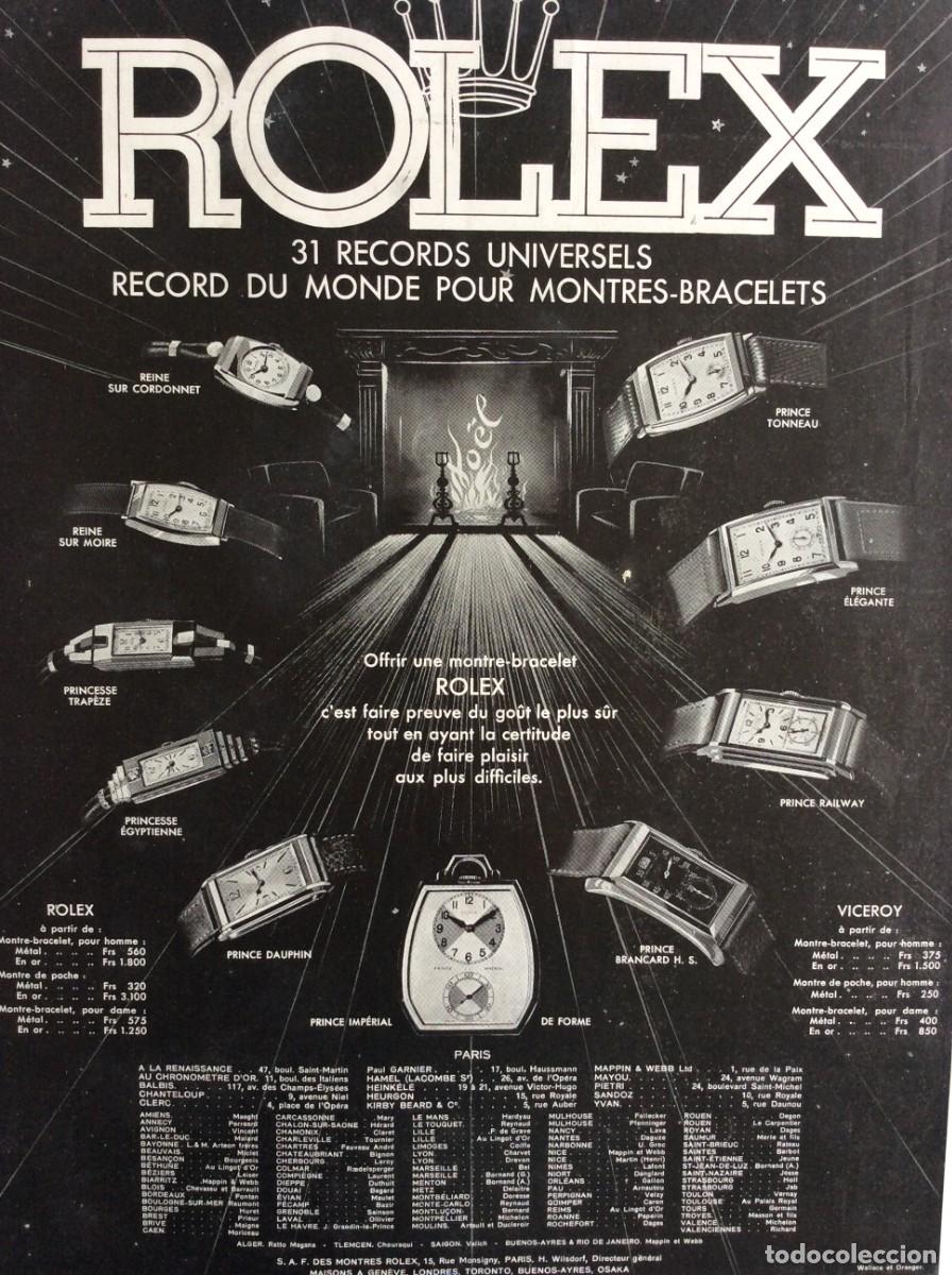 Carteles publicitarios: Rolex. Publicidade francesa de 1935 - Foto 1