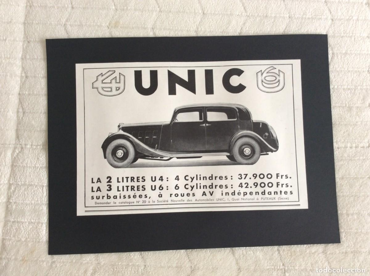 Carteles Publicitarios: Publicidade- Autom&oacute;veis Unic - Ano de 193?