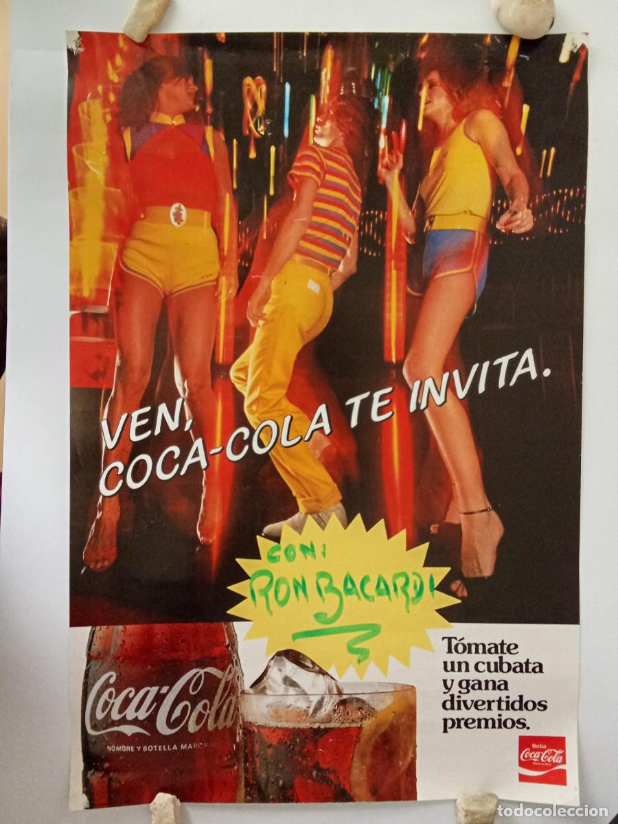 Carteles Publicitarios: Cartel (60x40 cm) Coca Cola y r&oacute;n Bacardi original a&ntilde;os 70