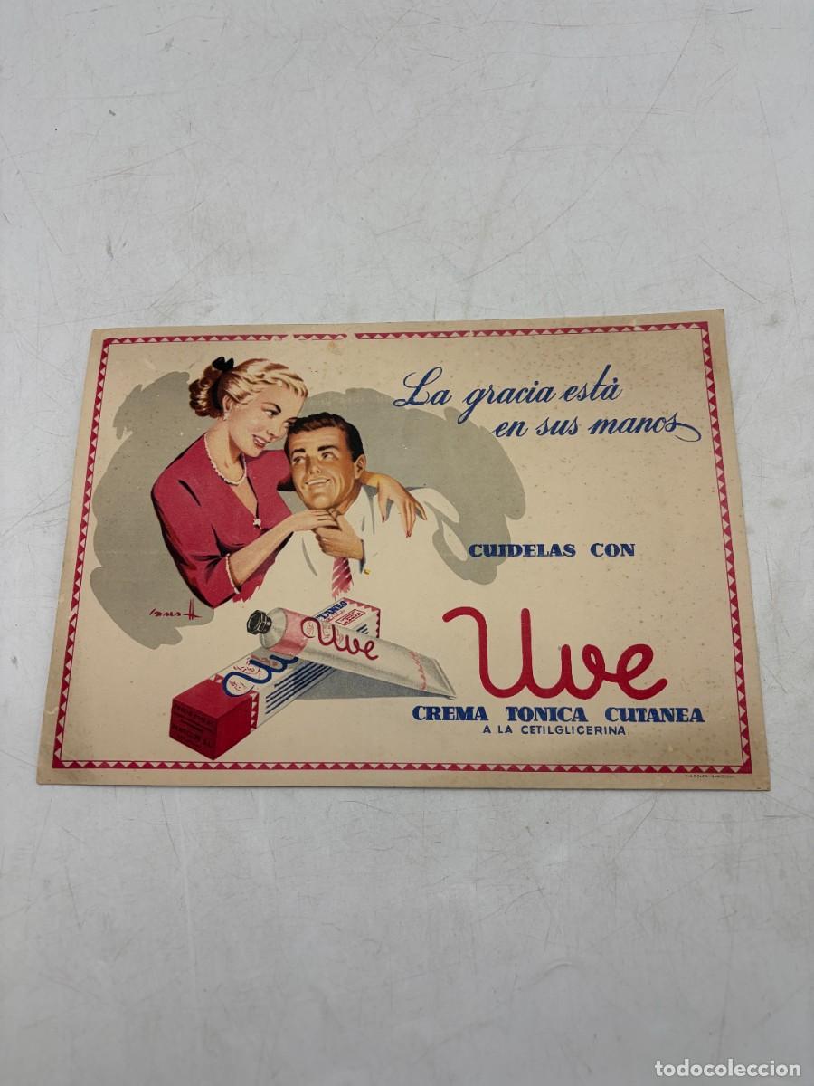 Carteles Publicitarios: DISPLAY PUBLICITARIO UVE. CREMA TONICA CUTANEA A LA CETILGLICERINA. MEDIDAS APROX.: 24.5X17.5 CM
