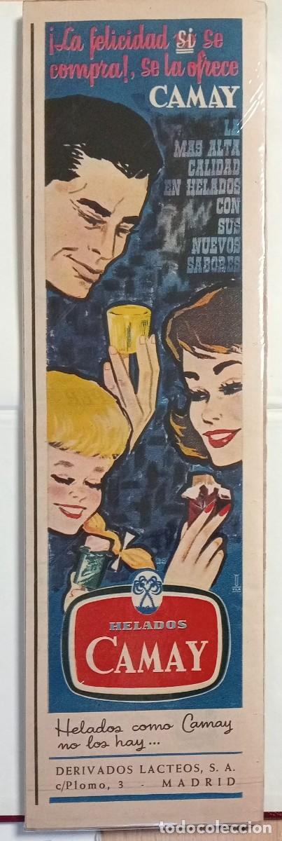 Carteles Publicitarios: HELADOS CAMAY - PUBLICIDAD ORIGINAL 1959 / DIARIO Y&Aacute; 43 x 12 Cm.