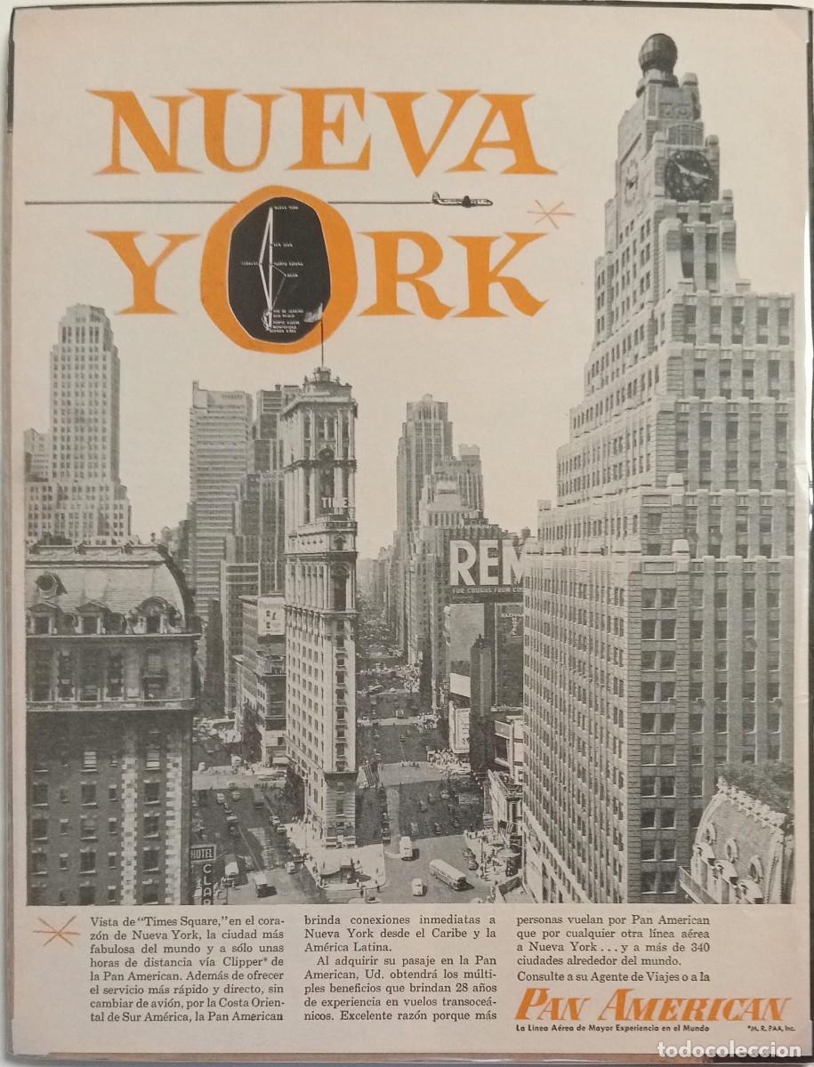 Carteles Publicitarios: PAN AMERICAN / NUEVA YORK - PUBLICIDAD ORIGINAL 1957 / LIFE EN ESPA&Ntilde;OL 33 x 25 Cm.