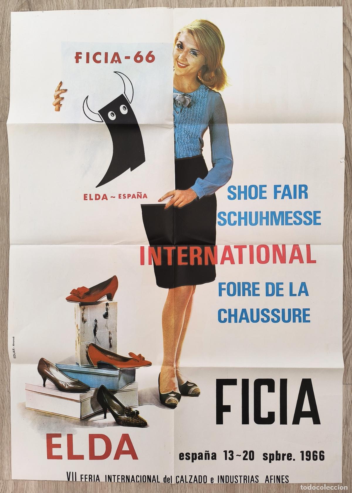 Werbeplakate: RW CARTEL PUBLICIDAD FICIA 66 ELDA 1966 VII FERIA INTERNACIONAL DEL CALZADO EDIJAR ALMORADI CPU63 RR