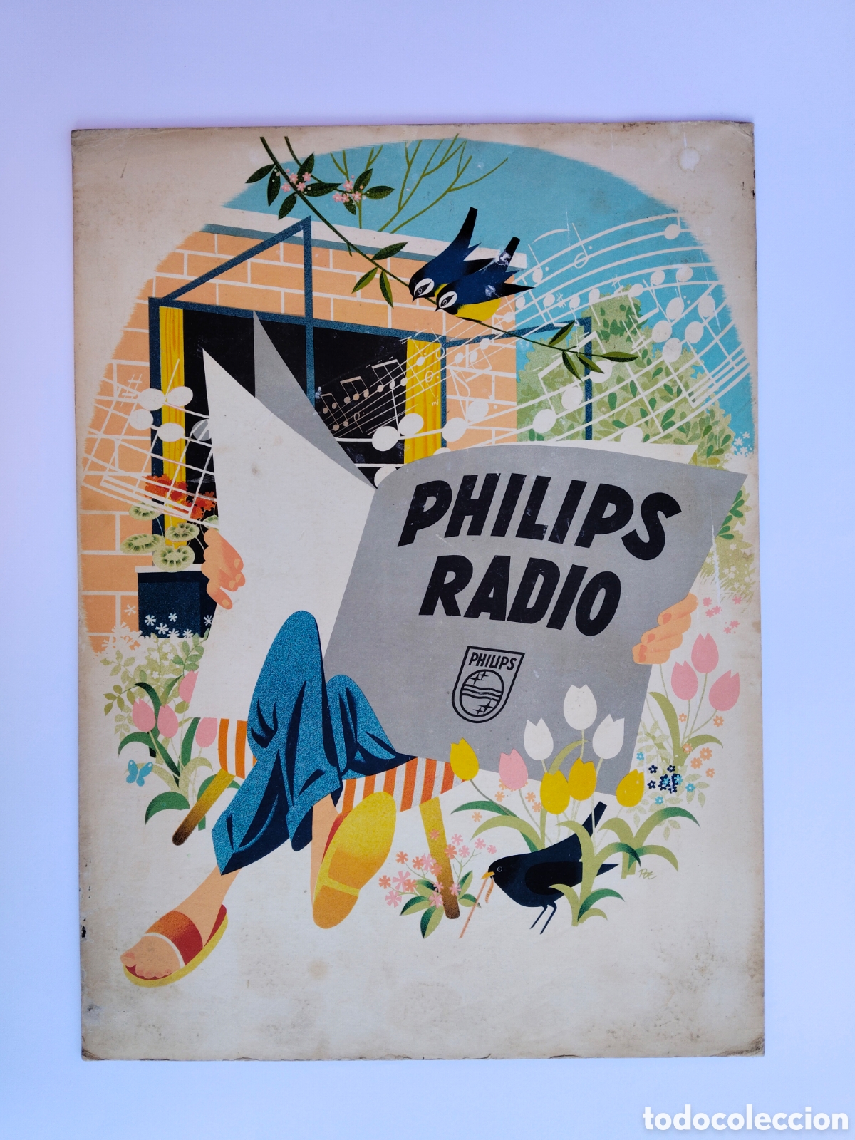 Carteles Publicitarios: ANTIGUO Y PRECIOSO CARTEL DE PHILIPS RADIO - A&Ntilde;OS 50 - EN CARTON DURO RESISTENTE - 42 x 30 CM - CON
