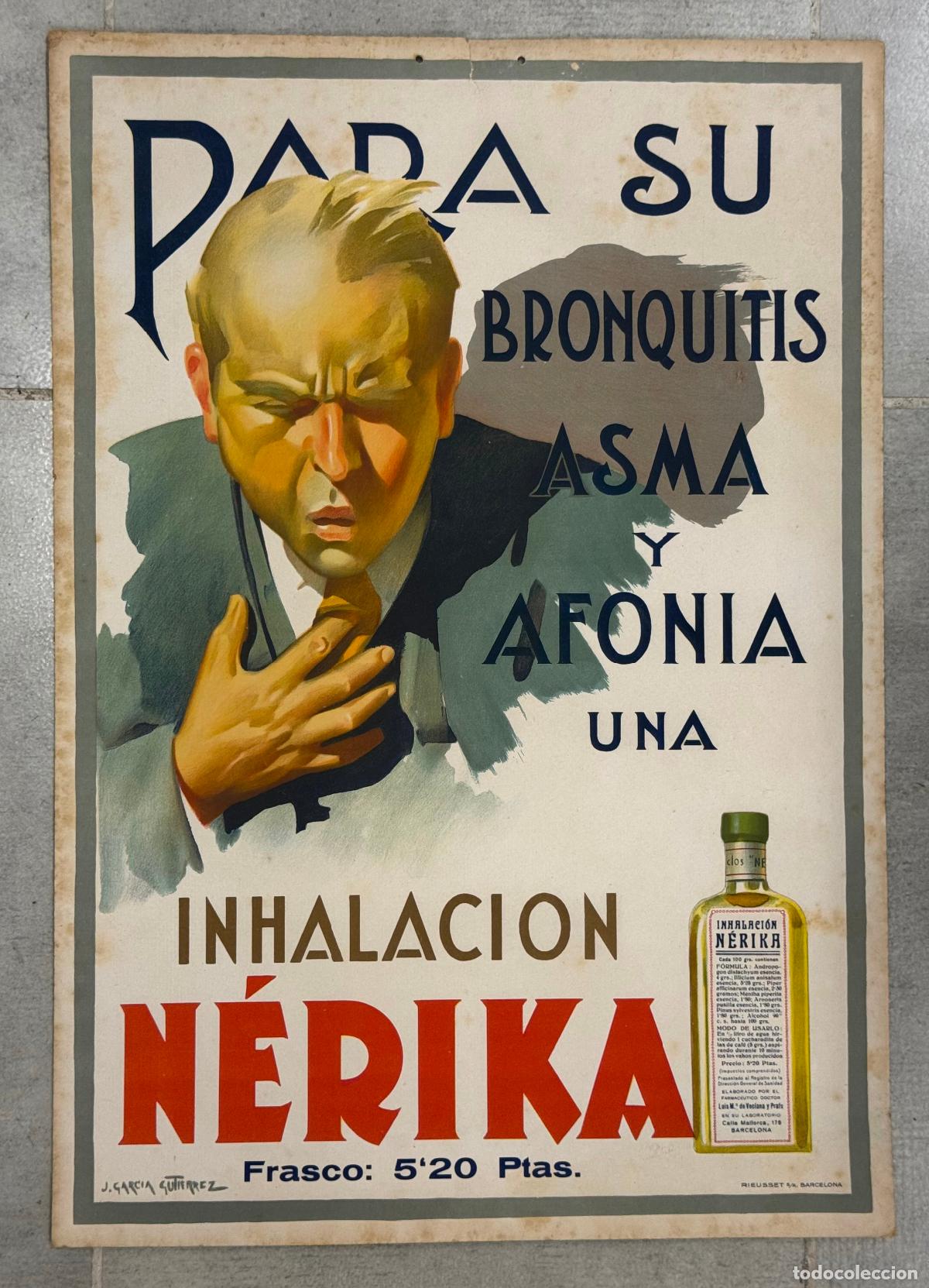 Carteles Publicitarios: INHALACION NERIKA CARTEL ANTIGUO ORIGINAL - PUBLICIDAD -VER FOTOS
