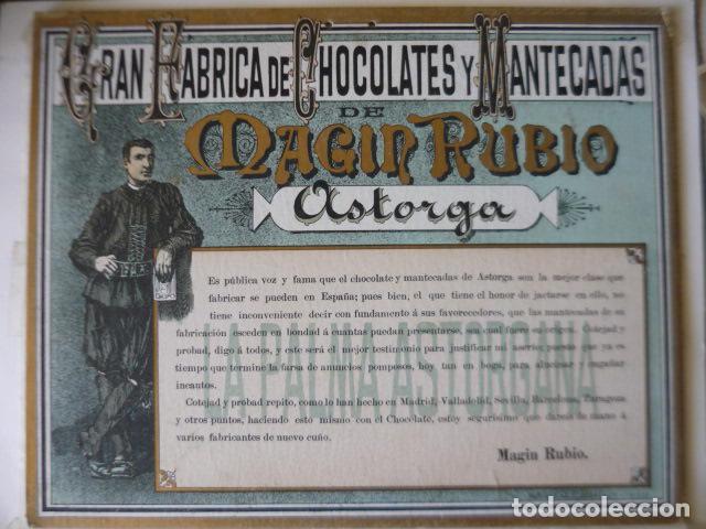 Carteles Publicitarios: ASTORGA LEON GRAN FABRICA DE CHOCOLATES Y MANTECADAS DE MAGIN RUBIO CARTEL EN CARTON POR DURAS Y CIA