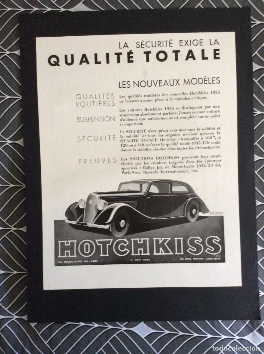 Carteles Publicitarios: Publicidade: Autom&oacute;veis Hotchkiss. Ano 1935