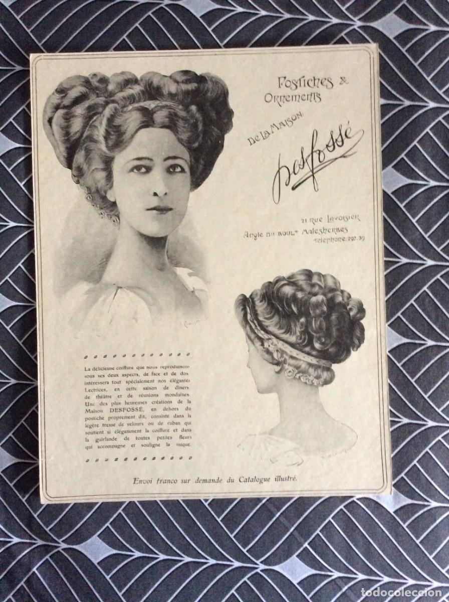 Carteles Publicitarios: Publicidade: Postiches & ornements cheveux Maison Desfoss&eacute;, 1908