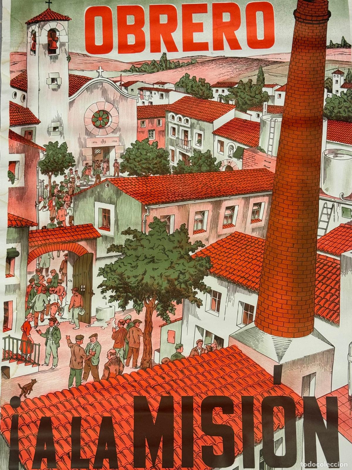 Carteles Publicitarios: OBRERO A LA MISI&Oacute;N - A. BATLLORI JOFRE - EDITORIAL BALMES - CARTEL ANTIGUO - ORIGINAL - VER FOTOS