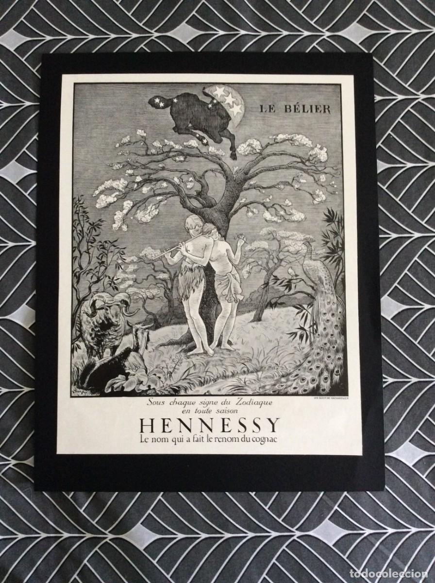 Carteles Publicitarios: Publicidade original &rdquo;Hennessy Cognac'- Zodiaque Le B&eacute;lier, 1935