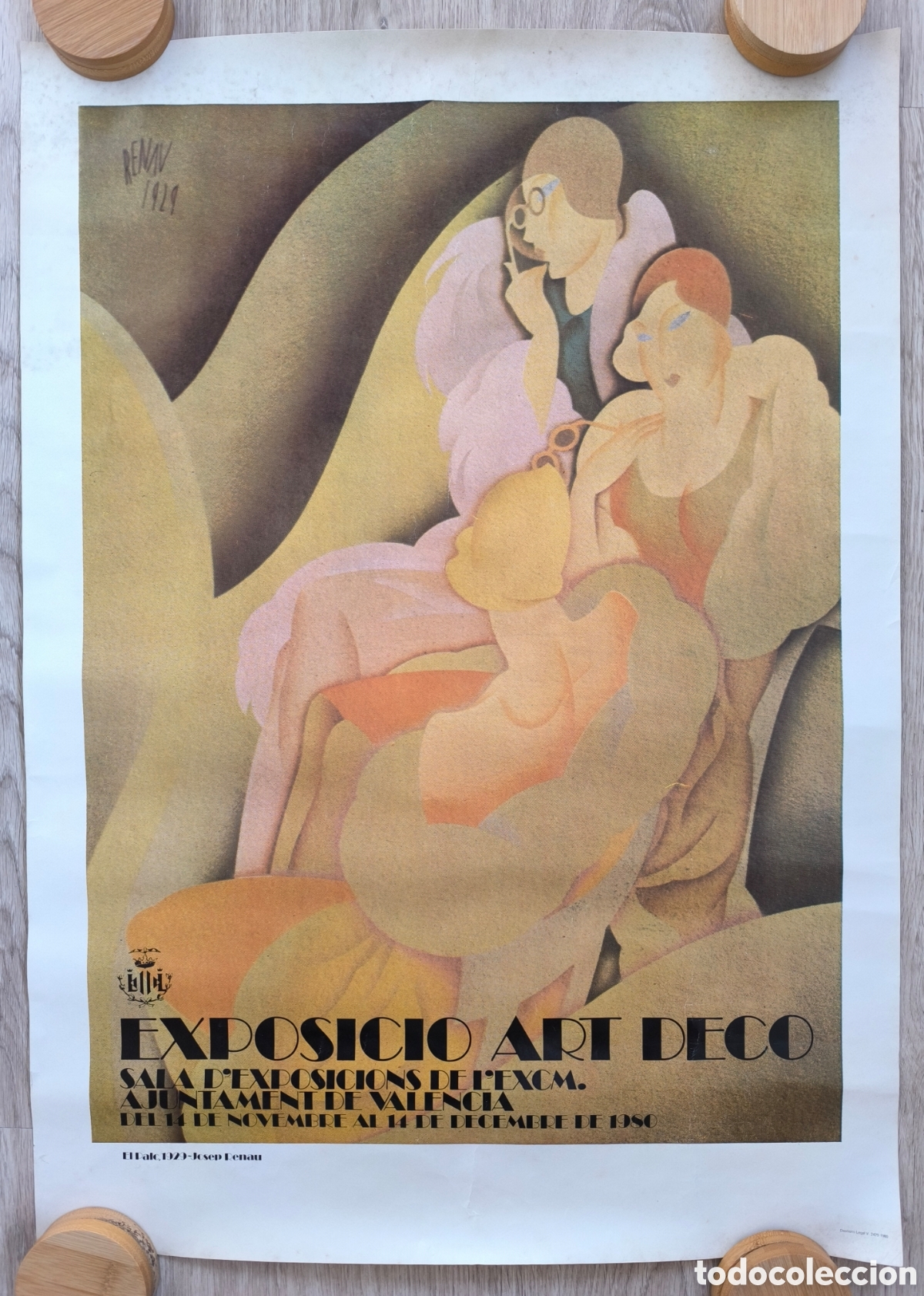 Carteles Publicitarios: RW CARTEL PUBLICIDAD EXPOSICION ART DECO AYUNTAMIENTO VALENCIA JOSEP RENAU 1980 ORIGINAL 2&ordm;P CD37