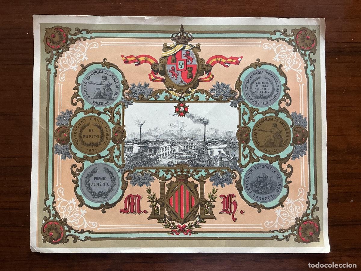 Affiches Publicitaires: CARTEL VALENCIA M. H. VISTA F&Aacute;BRICA Y MEDALLAS 1867 1868 1871 23 x 29 CMS.
