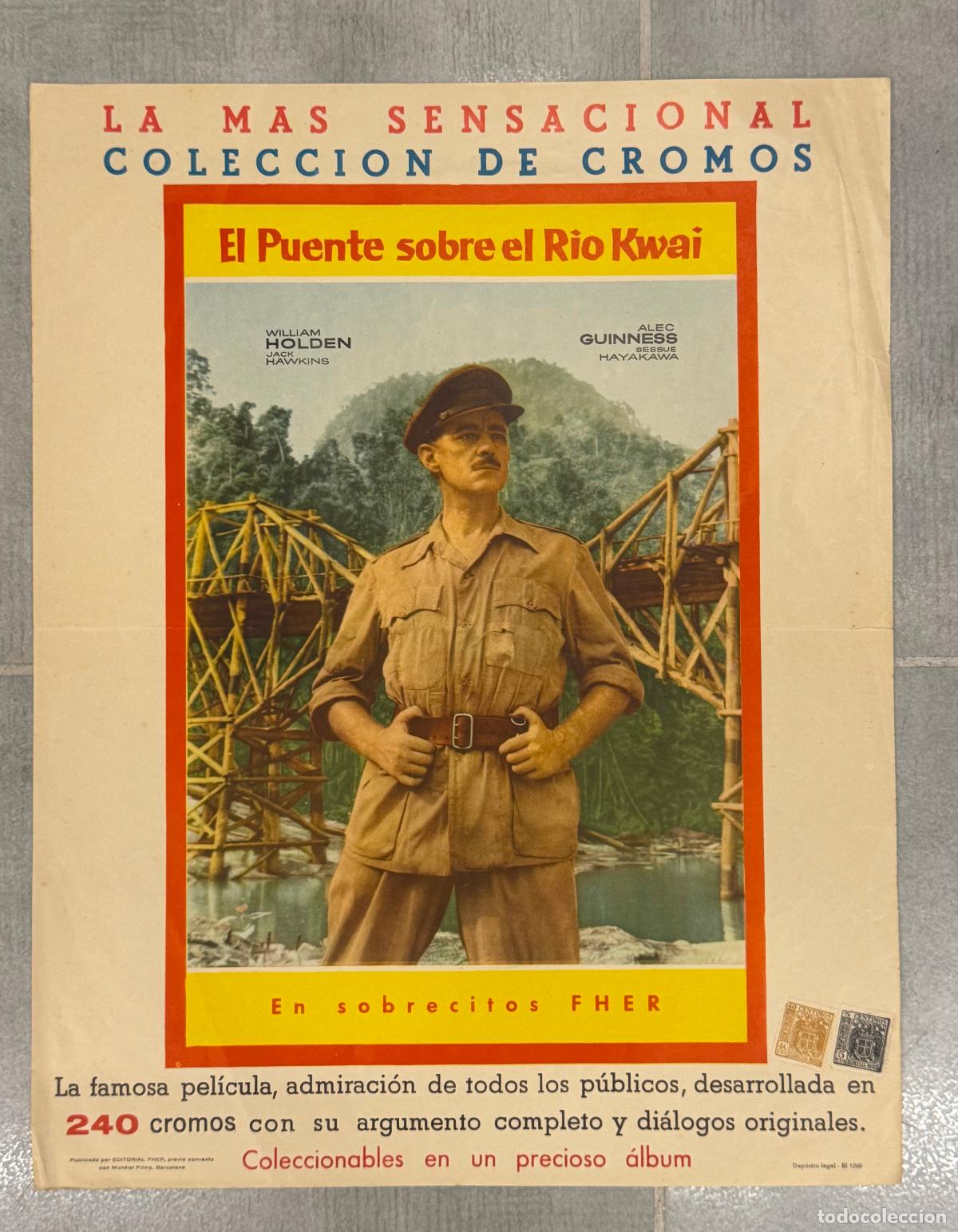 Carteles Publicitarios: EL PUENTE SOBRE EL RIO KWAI - CARTEL ANTIGUO PUBLICIDAD ALBUM DE CROS EDITORIAL FHER - VER FOTOS