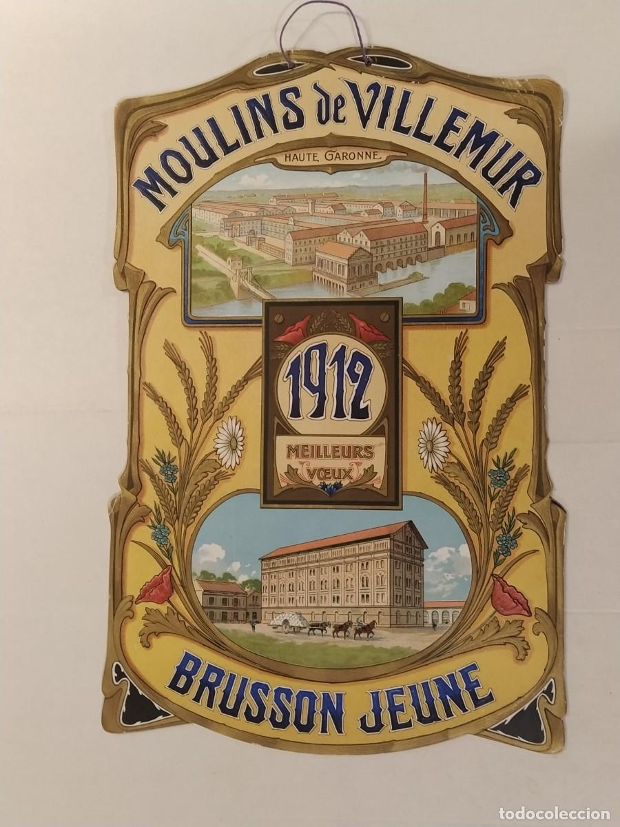 Carteles Publicitarios: MOULINS DE VILLEMUR - 1912 - BRUSSON JEUNE - CARTEL TROQUELADO ANTIGUO - PUBLICIDAD -VER FOTOS