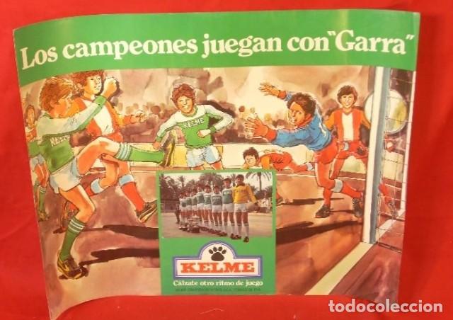 Advertising Posters: Bonito cartel publicitario de Kelme, equipo f&uacute;tbol sala, a&ntilde;os 70. Los campeones juegan con garra.