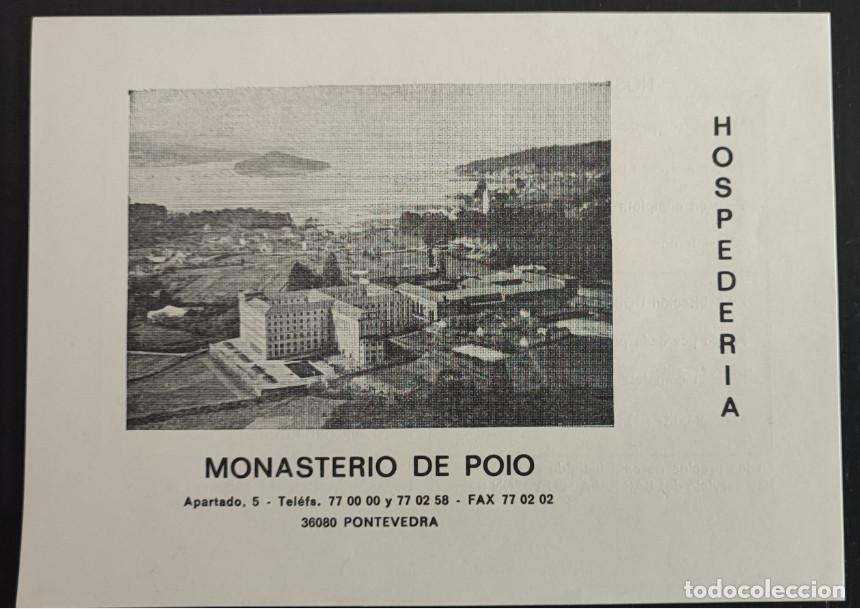 Carteles Publicitarios: PANFLETO CON SERVICIOS Y PRECIOS DEL MONASTERIO DE POIO, PONTEVEDRA, 1993, HOSPEDERIA
