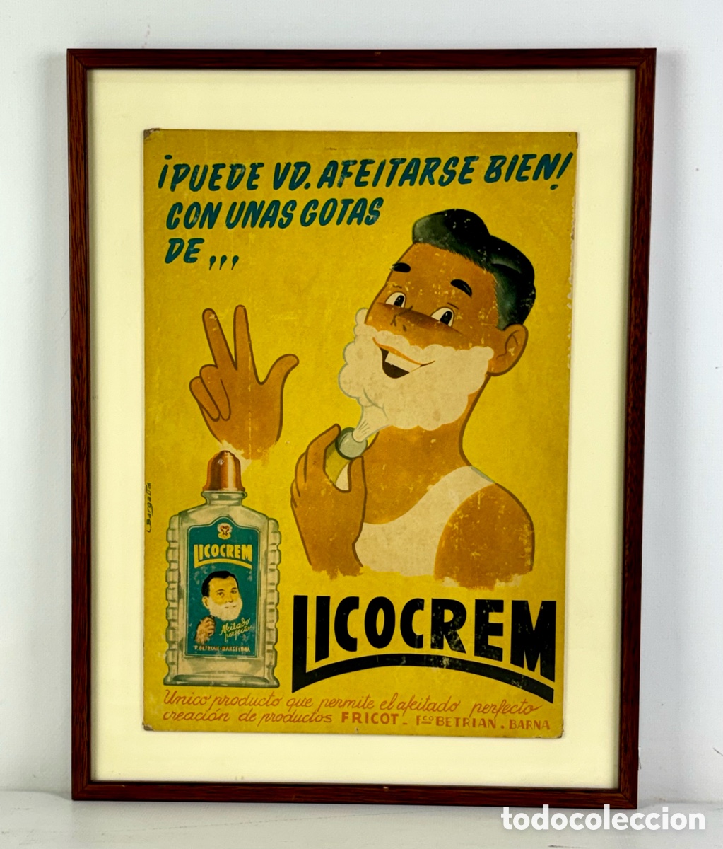 Carteles Publicitarios: CARTEL LICOCREM - EL AFEITADO PERFECTO - 32 X 23 CM - ENMARCADO