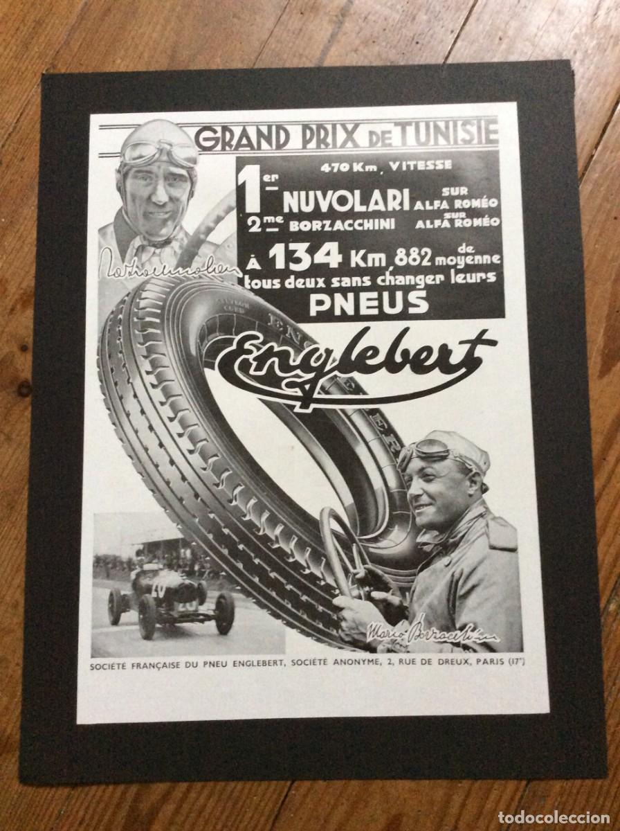 Carteles publicitarios: Publicidade original. Pneus Englebert - Grand prix de Tunisie de 1933