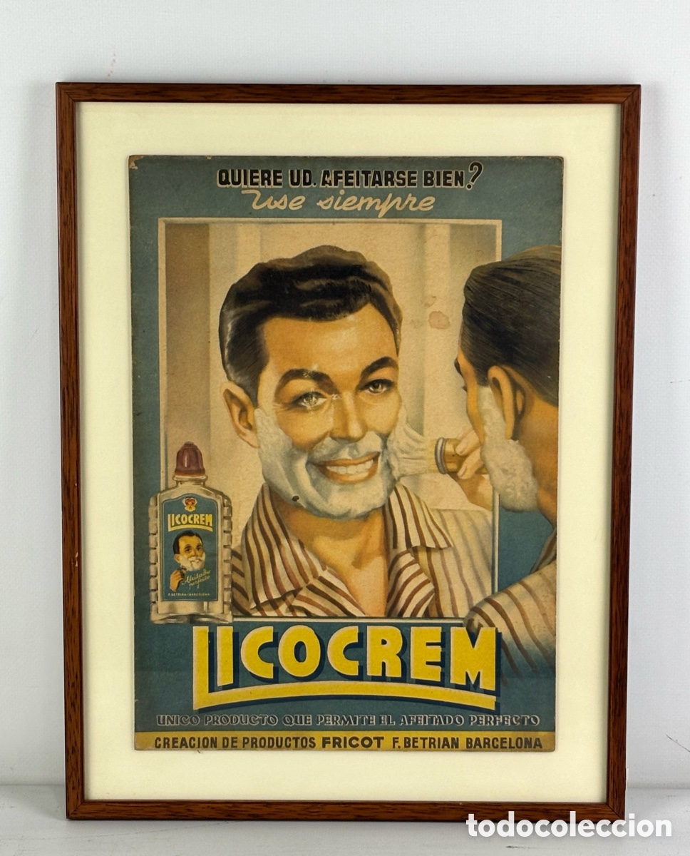 Carteles publicitarios: CARTEL &ldquo;LICOCREM&rdquo; EL AFEITADO PERFECTO - PRODUCTOS FRICOT - 32 x 23 CM