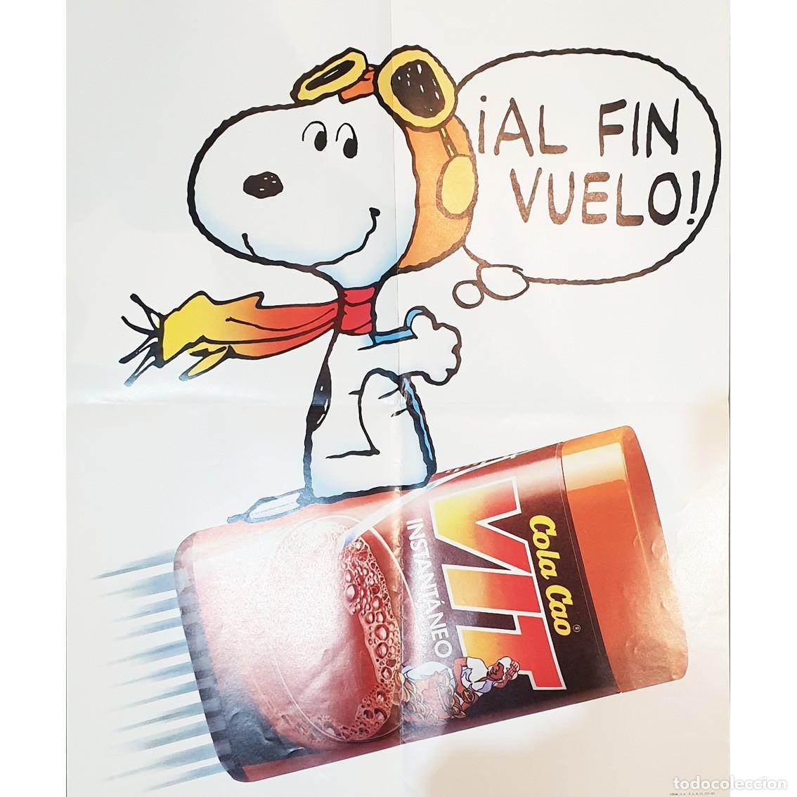 Carteles publicitarios: POSTER Publicitario SNOOPY COLA CAO VIT Al Fin Vuelo Peanuts Vintage Promocional. 39,5 x 48 CM