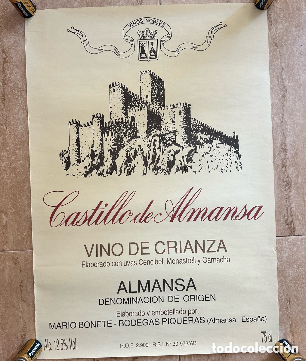 Carteles publicitarios: P&oacute;ster Castillo de Almansa Vino de Crianza Bodegas Piqueras