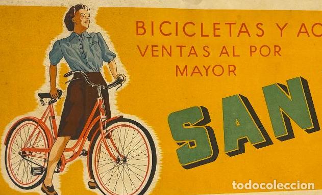 Carteles publicitarios: BICICLETAS Y ACCESORIOS SAN ROMA - BARCELONA - CARTEL ANTIGUO - MARTI Y MARI -VER FOTOS