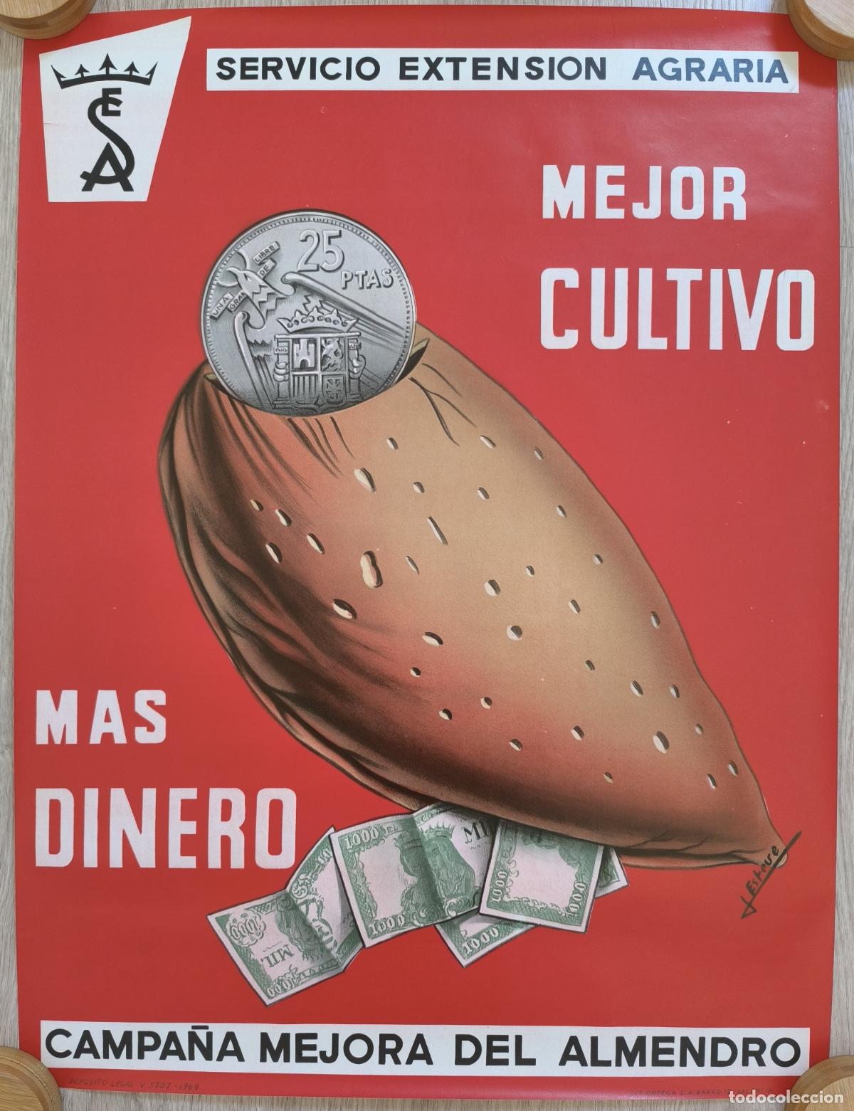Carteles publicitarios: RW CARTEL PUBLICIDAD CAMPA&Ntilde;A MEJOR CULTIVO DEL ALMENDRO ALMENDRA LITOGRAFIA ESTEVE ORIGINAL CPU65R