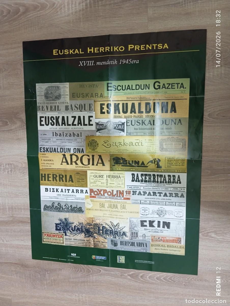 Carteles publicitarios: CARTEL POSTER / EUSKALERRIKO PRENSA XVIII MENDETIK 1945ERA