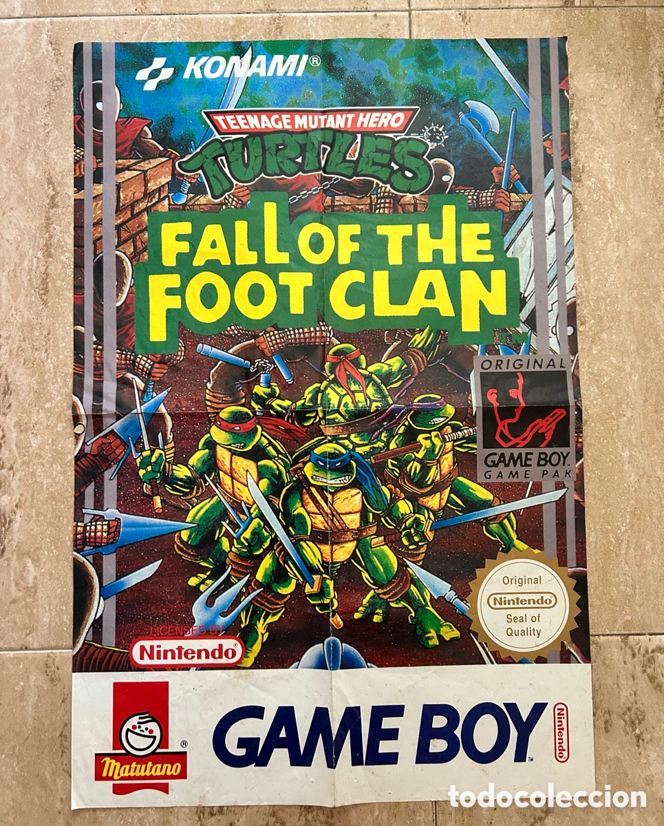 Carteles publicitarios: Cartel juego las tortugas ninja fall of the foot clan Konami nintendo game boy matutano
