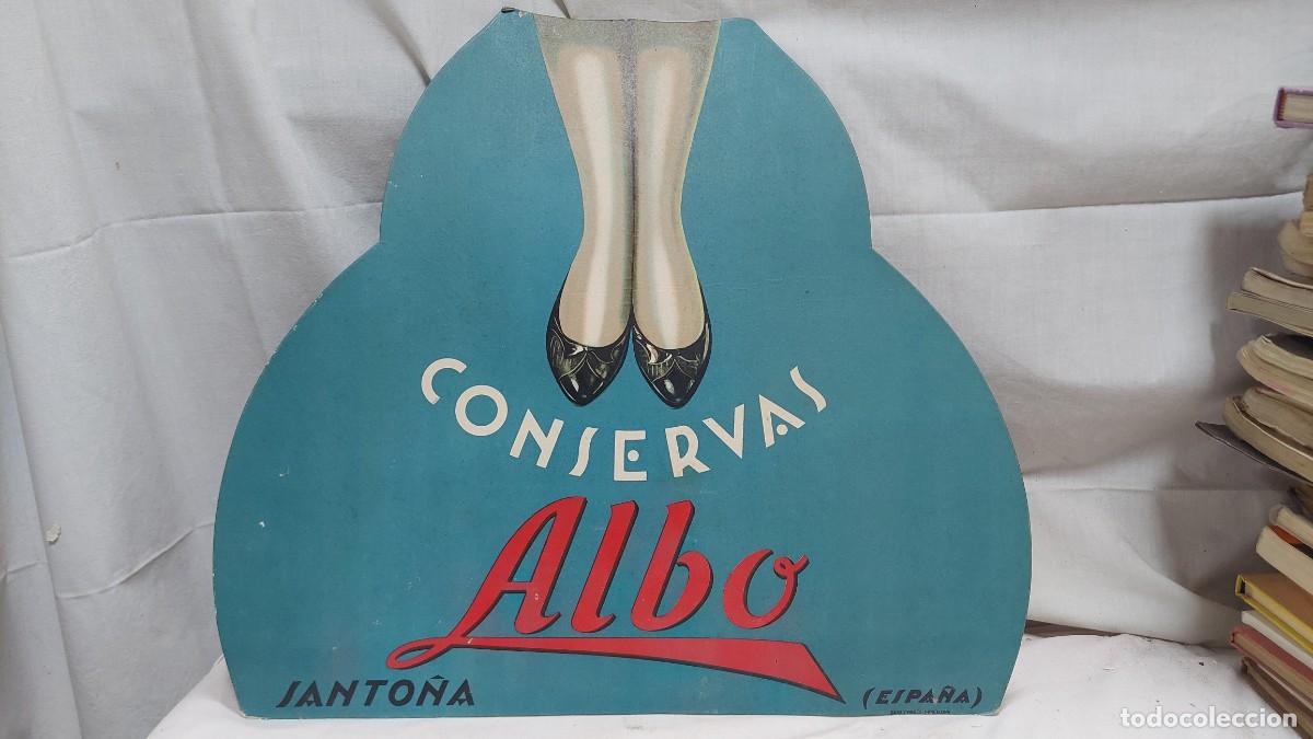 Carteles publicitarios: Antiguo cartel Conservas Albo a&ntilde;os 30 Santo&ntilde;a
