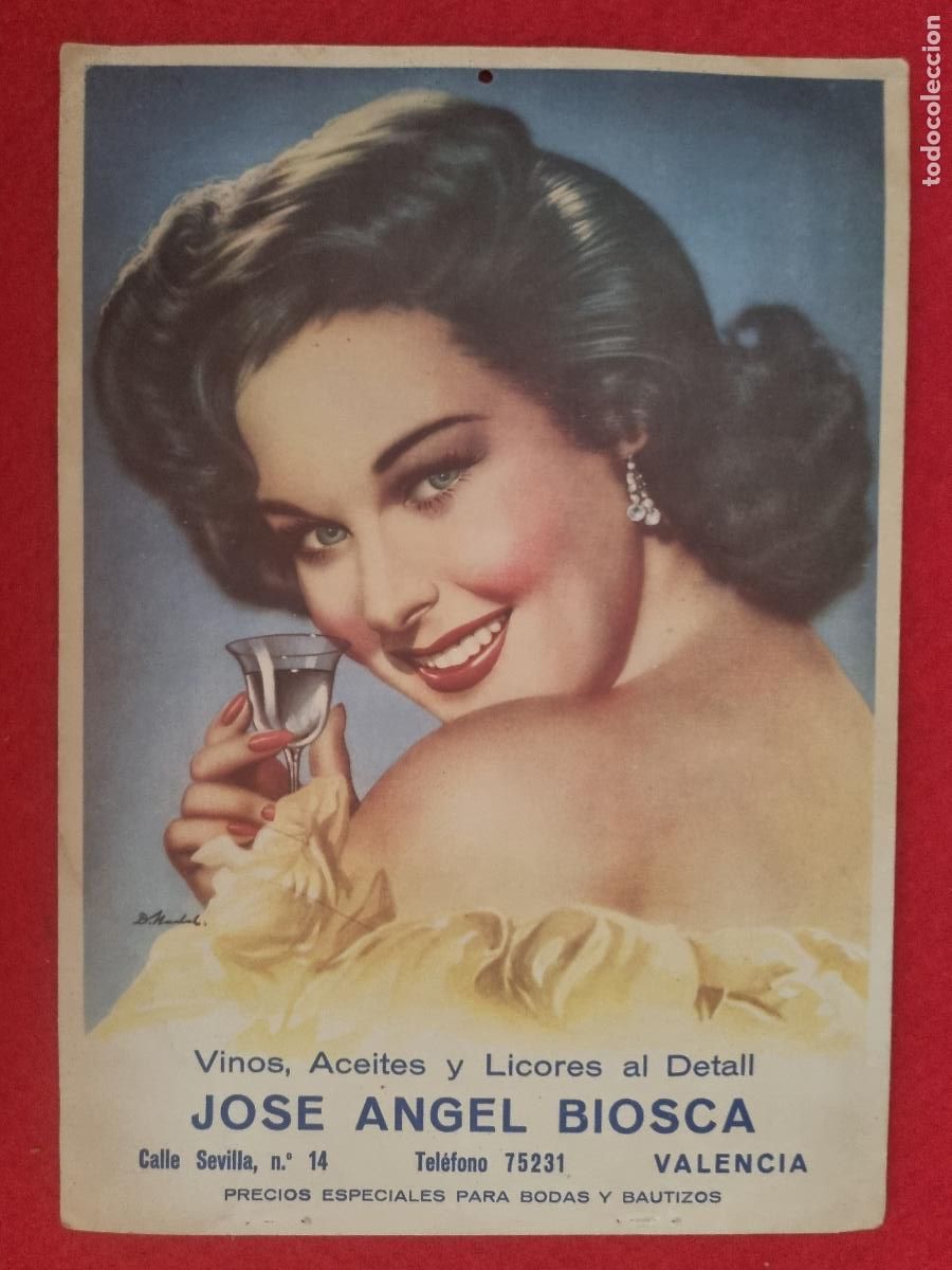 Carteles publicitarios: CARTEL PUBLICIDAD VINOS ACEITES LICORES JOSE ANGEL BIOSCA VALENCIA CARTULINA ORIGINAL ANTIGU0 2&ordm;