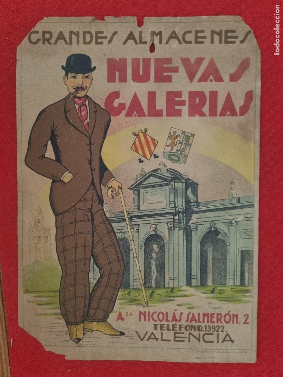 Carteles publicitarios: CARTEL PUBLICIDAD NUEVAS GALERIAS GRANDES ALMACENES VALENCIA MADRID ORIGINAL ANTIGU0 2&ordm;