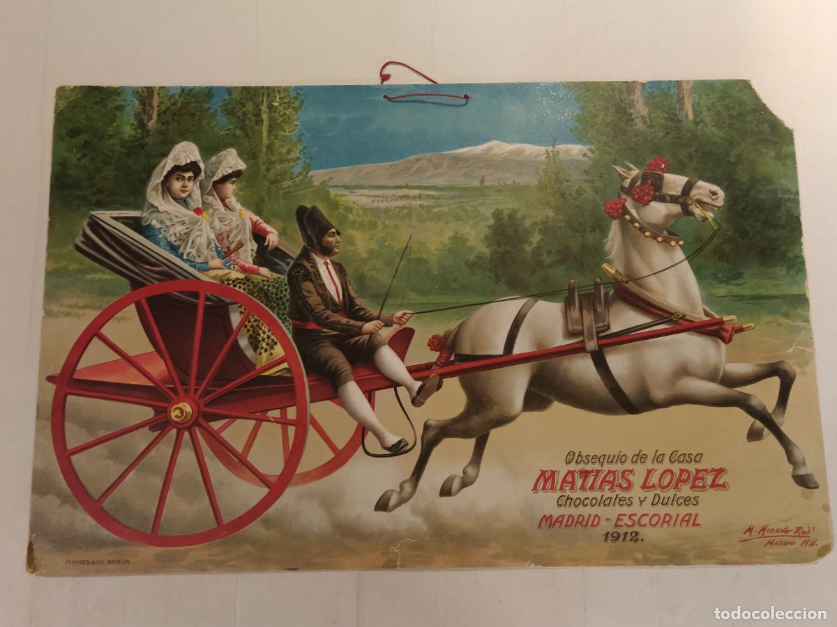 Carteles publicitarios: CHOCOLATES Y DULCES MAT&Iacute;AS L&Oacute;PEZ MADRID ESCORIAL 1912 - CARTEL ANTIGUO - PUBLICIDAD -VER FOTOS