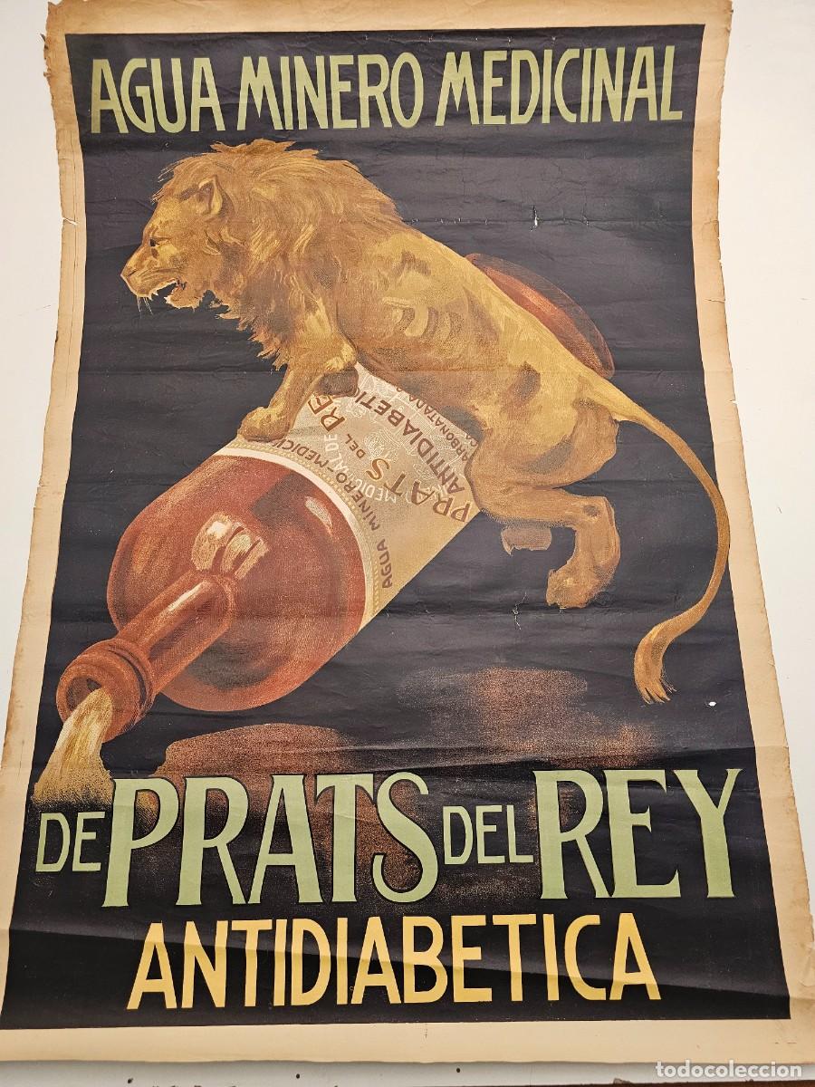 Carteles publicitarios: CARTEL PUBLICIDAD AGUAS MEDICINALES PRATS DEL REY, GRAN TAMA&Ntilde;O, (APROX. A&Ntilde;OS 20), (100X70)