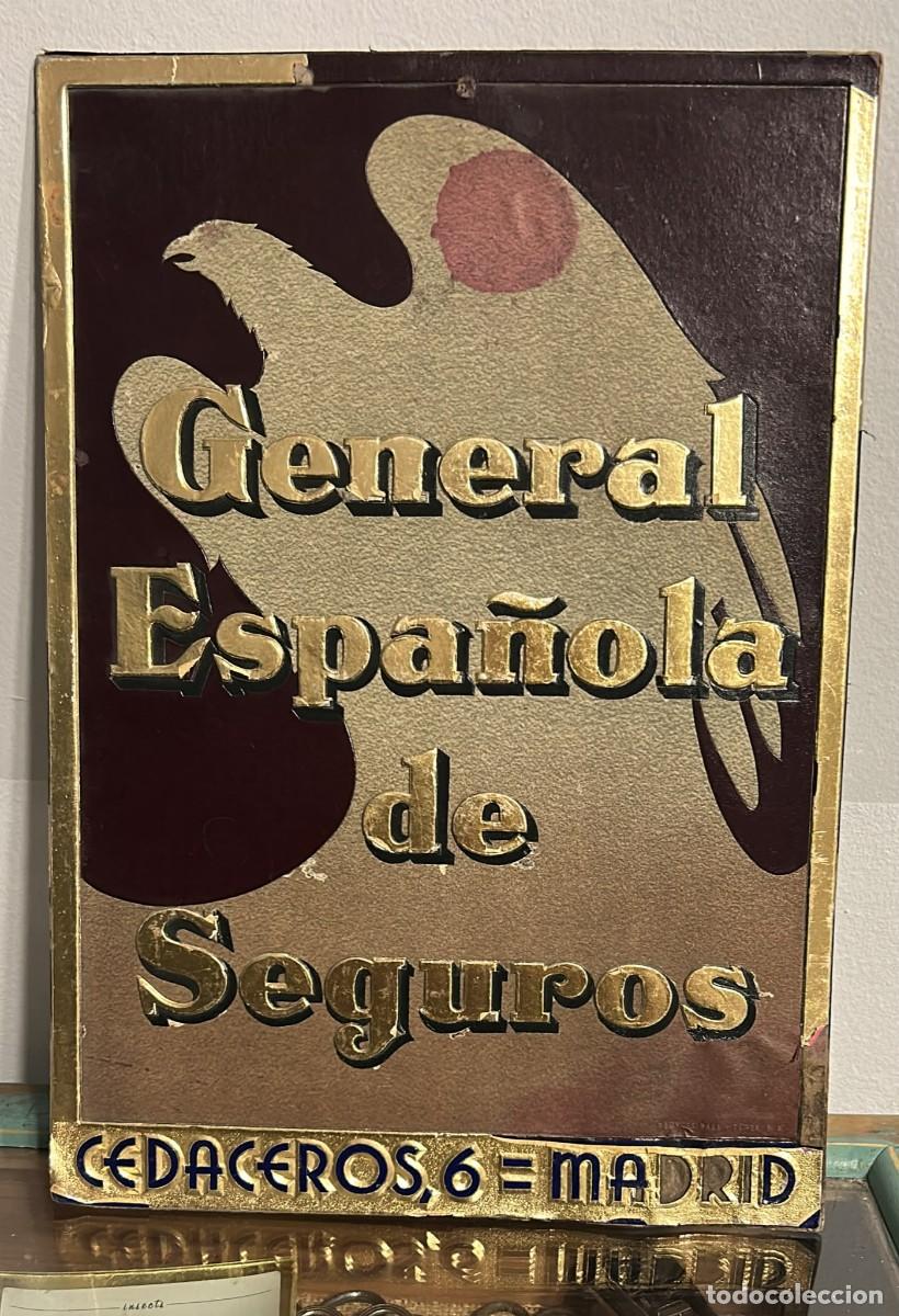 Carteles publicitarios: CARTEL GENERAL ESPA&Ntilde;OLA DE SEGUROS EN CARTON TROQUELADO DE 25 X 35 CMS.
